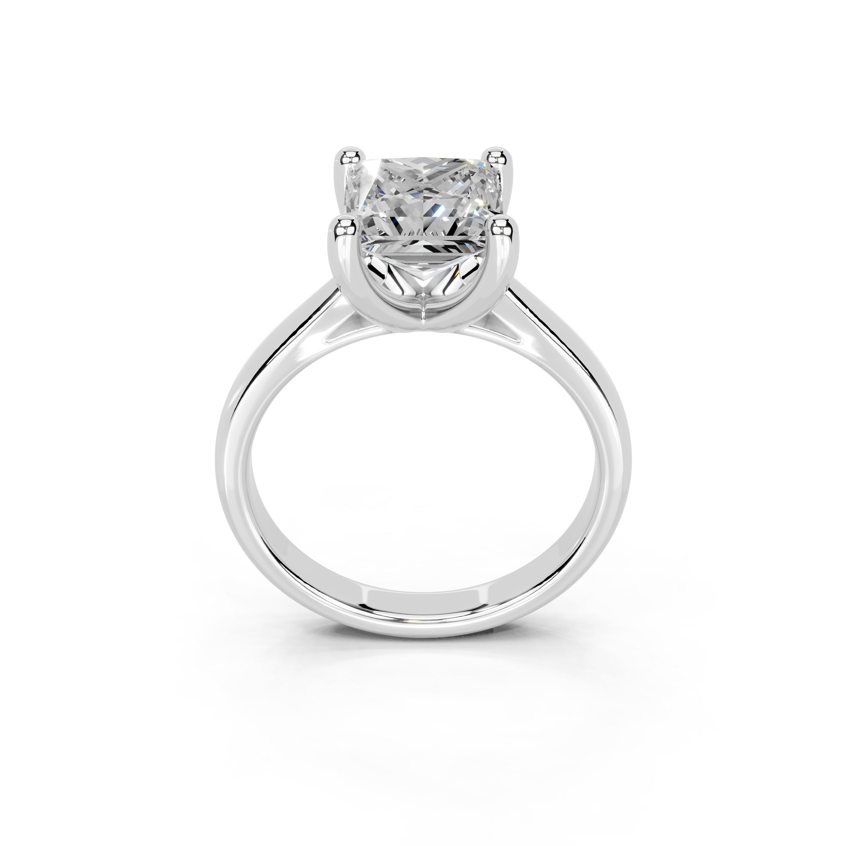 Princess Cut Square Prongs Solitaire Lab Grown Diamond Engagement Ring (2.6 mm width)