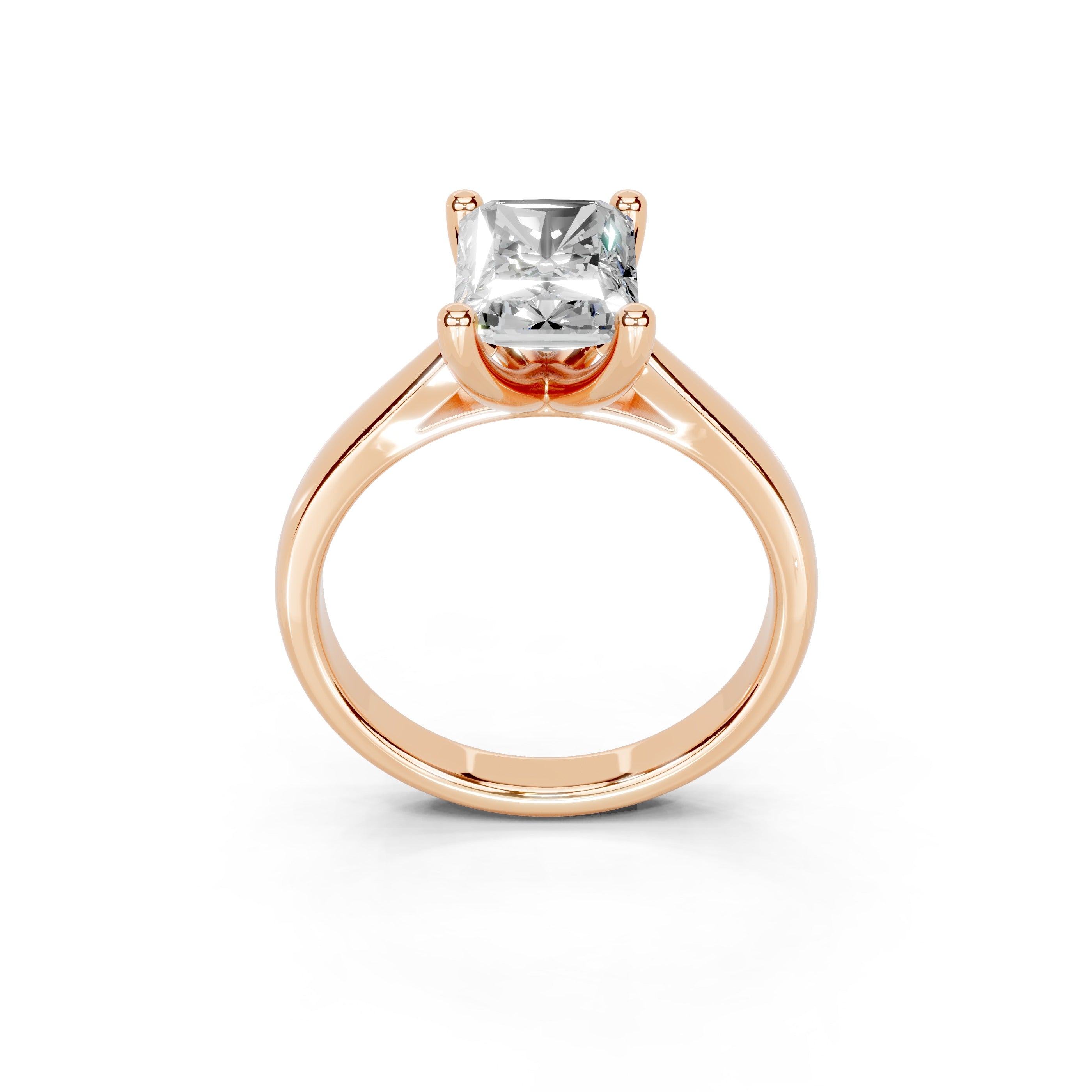 Radiant Cut Square Prongs Solitaire Lab Grown Diamond Engagement Ring (2.6 mm width)