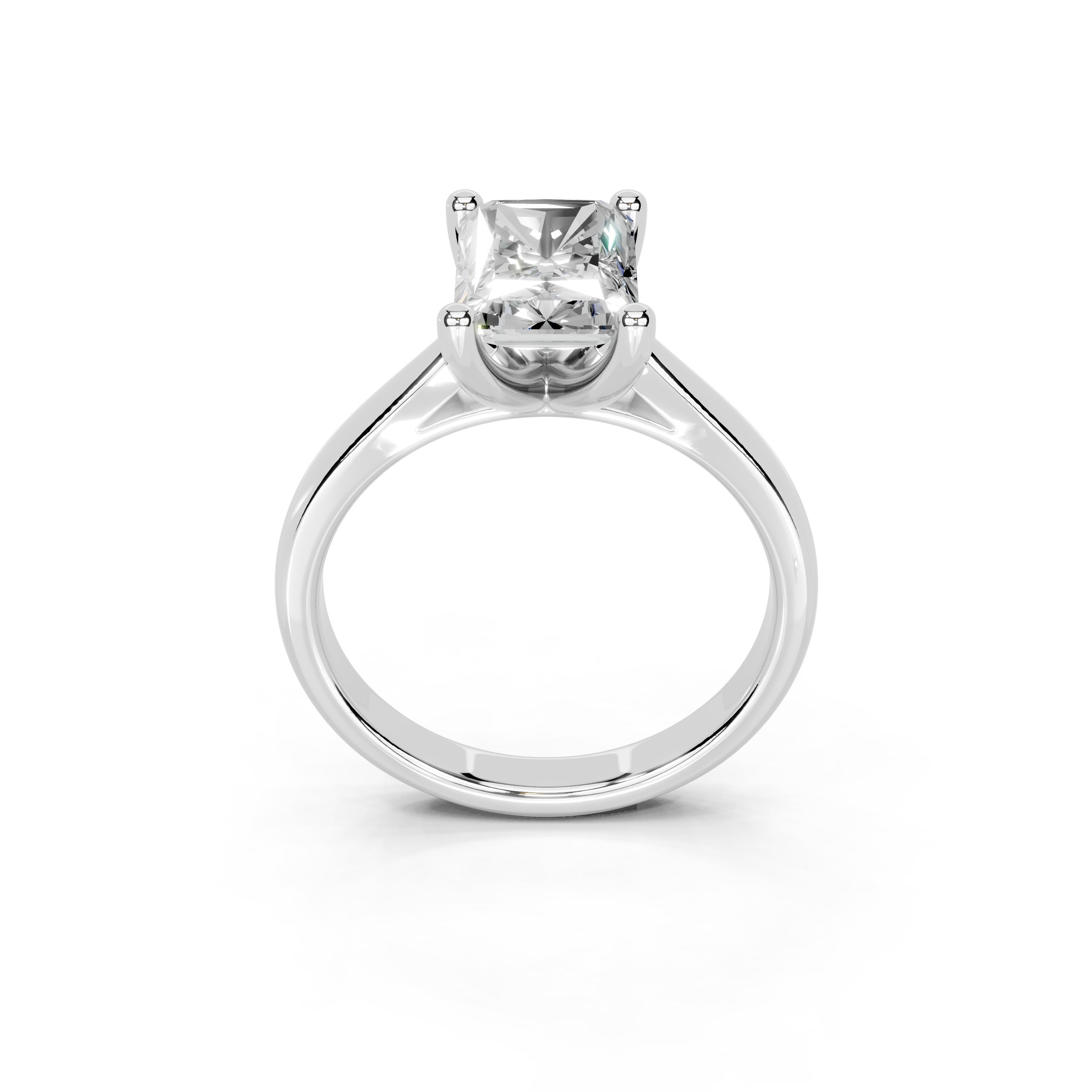 Radiant Cut Square Prongs Solitaire Lab Grown Diamond Engagement Ring (2.6 mm width)