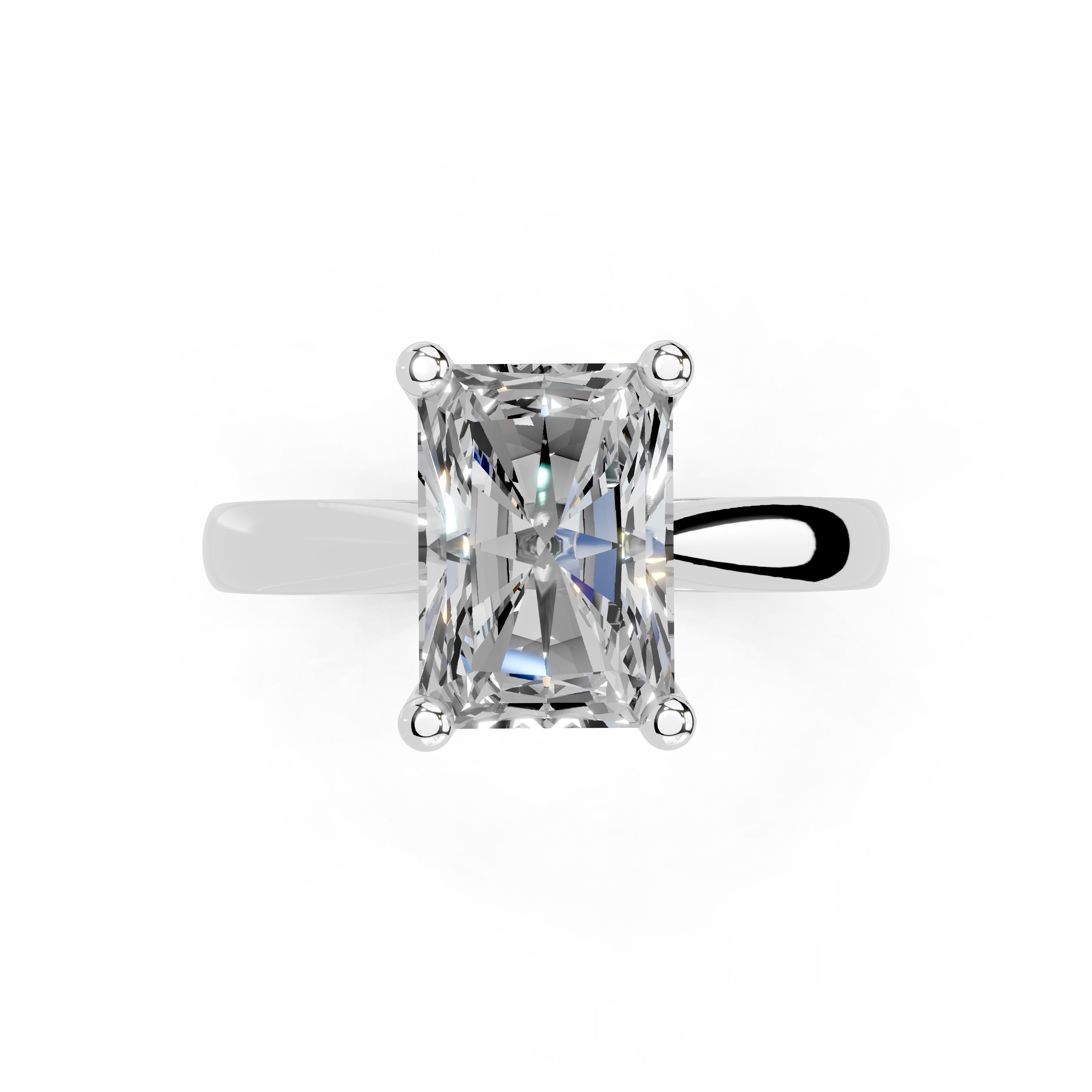 Radiant Cut Square Prongs Solitaire Lab Grown Diamond Engagement Ring (2.6 mm width)