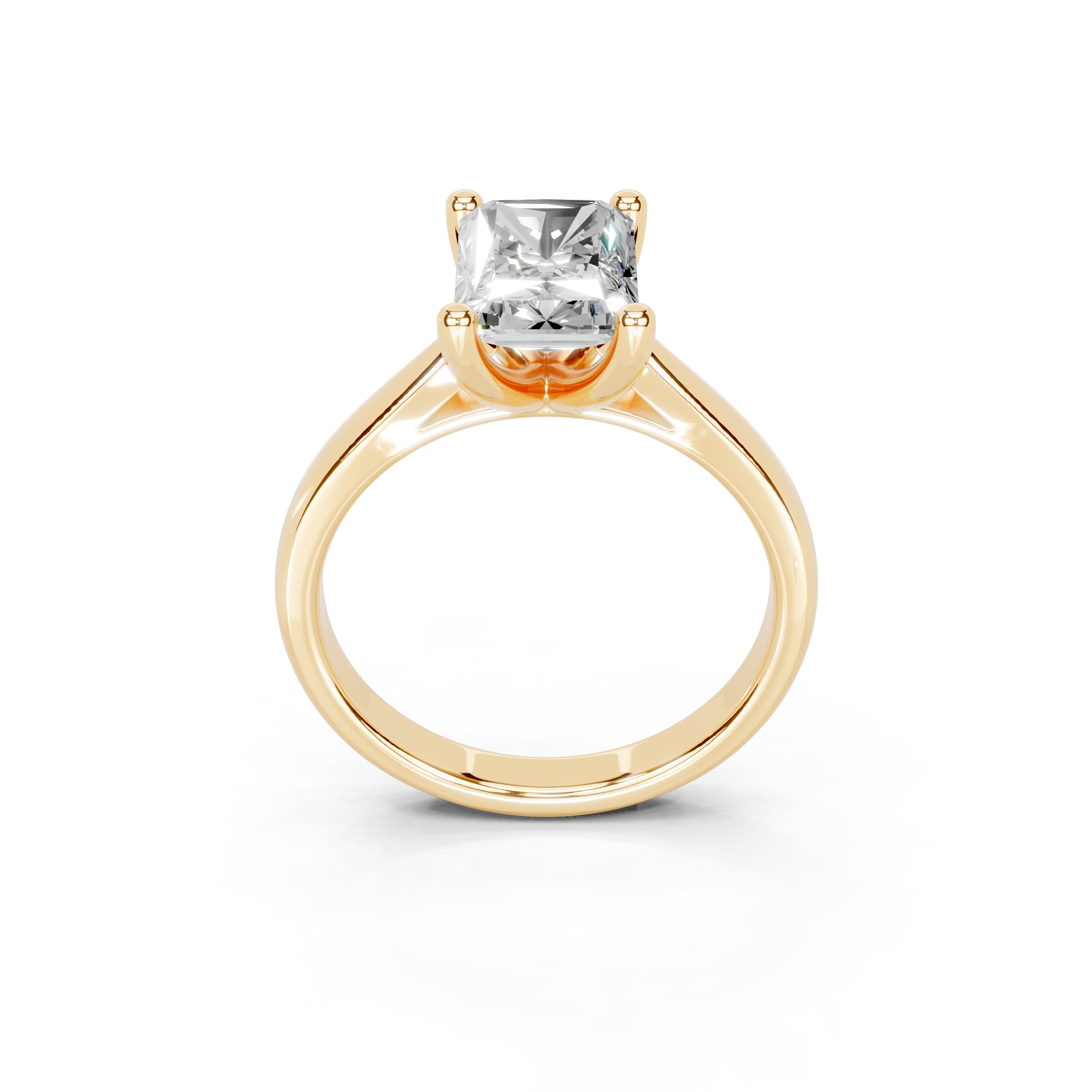 Radiant Cut Square Prongs Solitaire Lab Grown Diamond Engagement Ring (2.6 mm width)