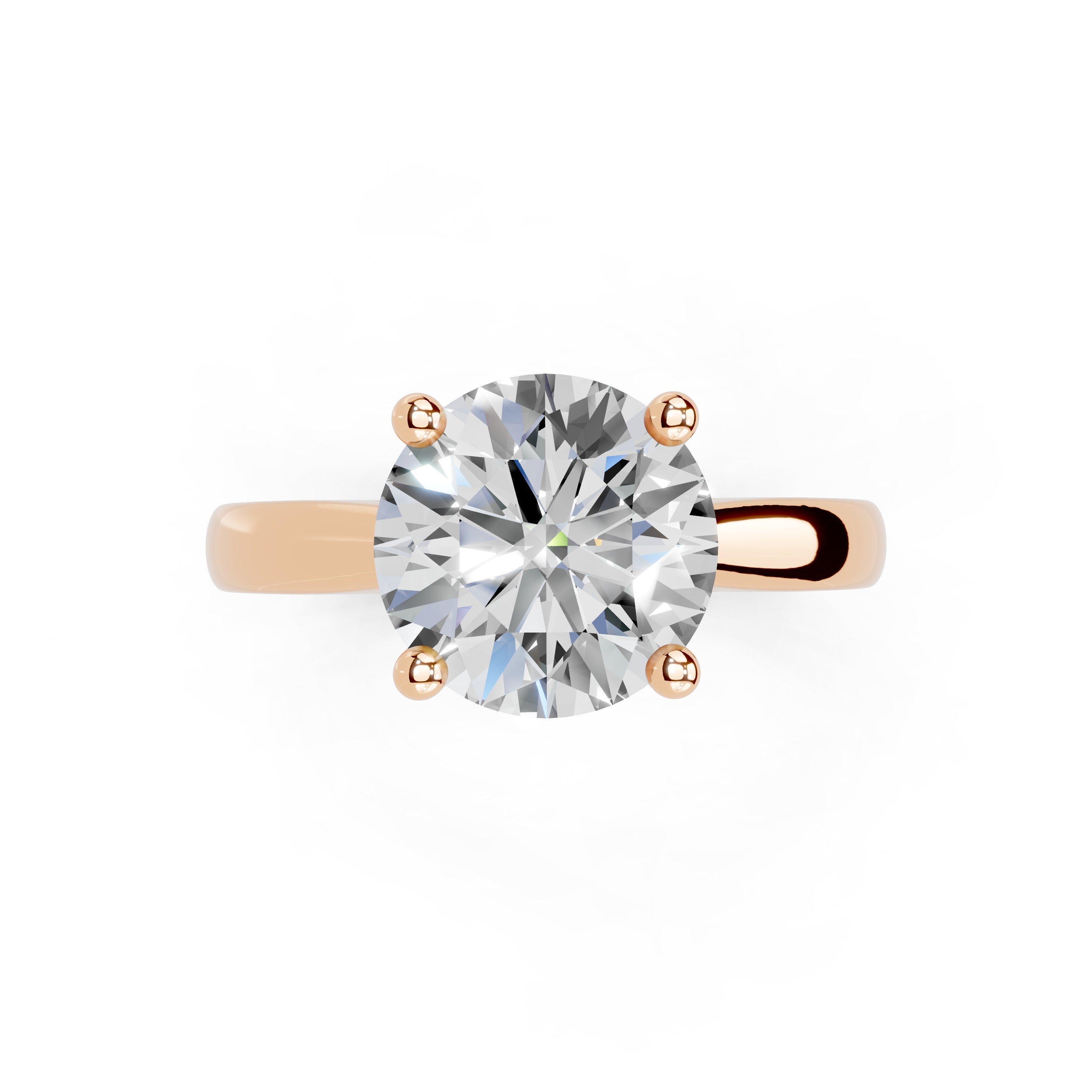 Round Cut Square Prongs Solitaire Lab Grown Diamond Engagement Ring (2.6 mm width)