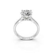 Round Cut Square Prongs Solitaire Lab Grown Diamond Engagement Ring (2.6 mm width)