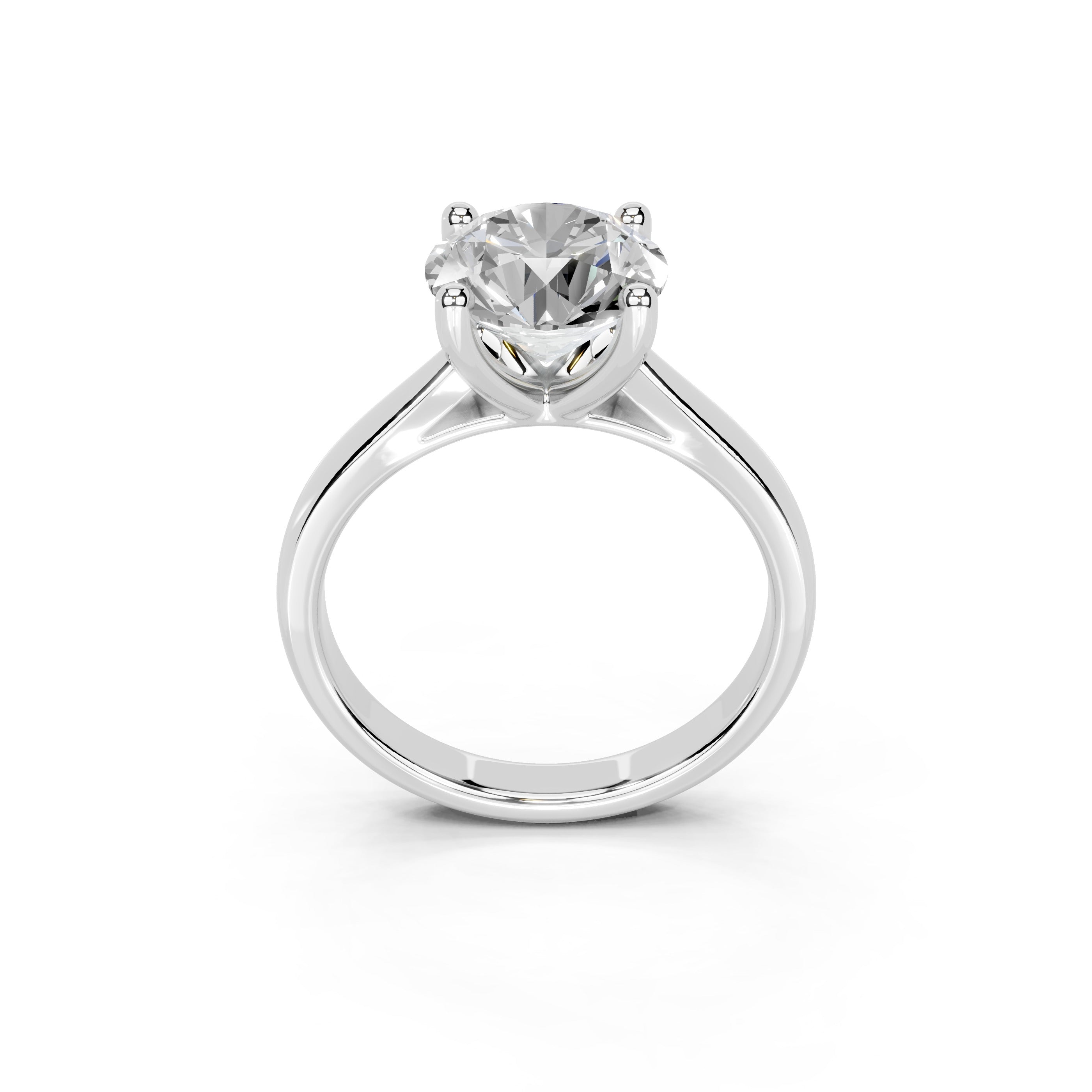 Round Cut Square Prongs Solitaire Lab Grown Diamond Engagement Ring (2.6 mm width)