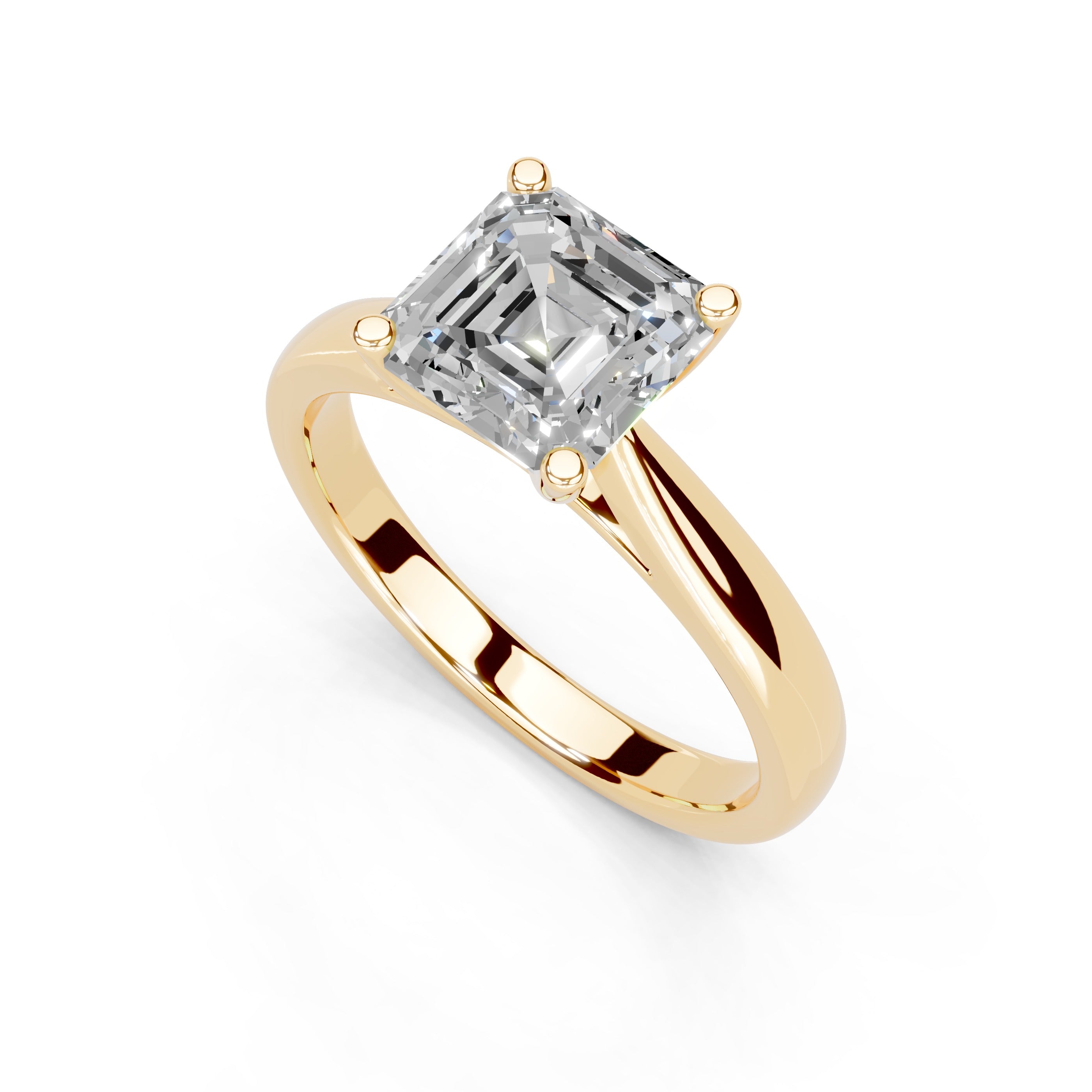 Asscher Cut Square Prongs Solitaire Lab Grown Diamond Engagement Ring (2.6 mm width)