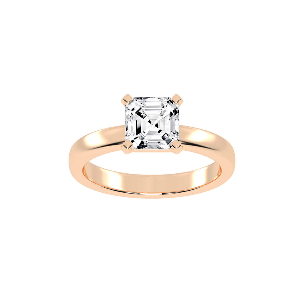 Asscher Cut Square Prongs Solitaire Lab Grown Diamond Engagement Ring (3mm width)