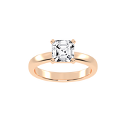 Asscher Cut Square Prongs Solitaire Lab Grown Diamond Engagement Ring (3mm width)