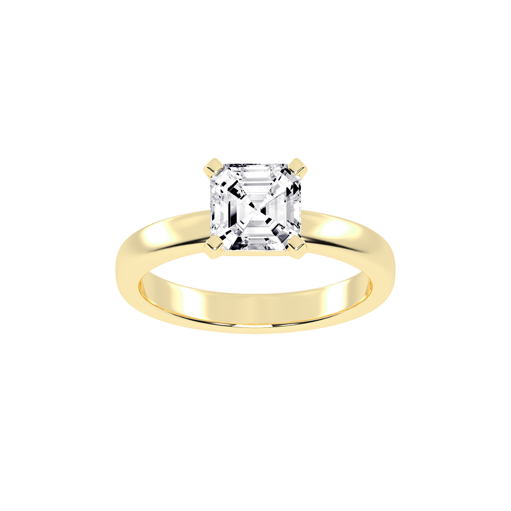 Asscher Cut Square Prongs Solitaire Lab Grown Diamond Engagement Ring (3mm width)