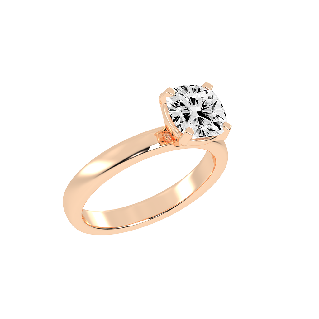 Cushion Cut Square Prongs Solitaire Lab Grown Diamond Engagement Ring (3mm width)