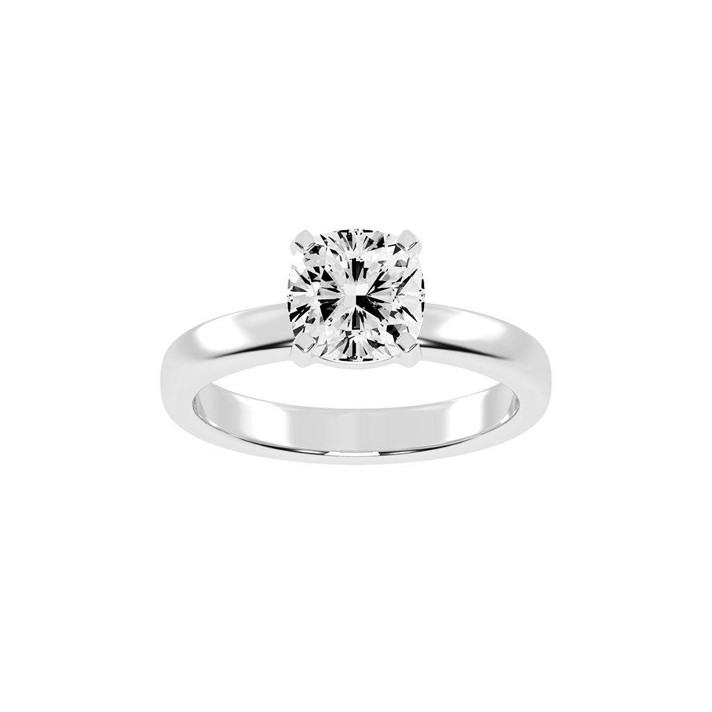 Cushion Cut Square Prongs Solitaire Lab Grown Diamond Engagement Ring (3mm width)