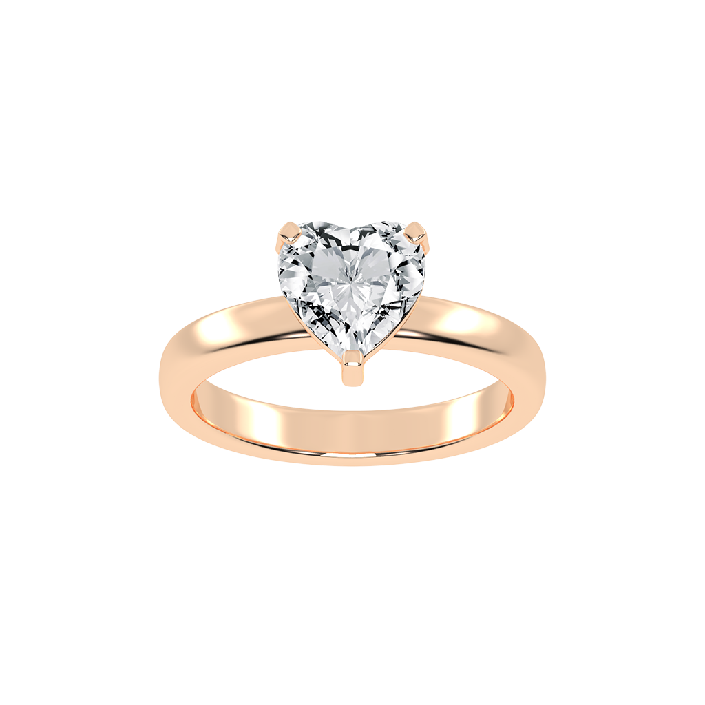 Heart Cut Square Prongs Solitaire Lab Grown Diamond Engagement Ring (3mm width)