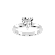 Heart Cut Square Prongs Solitaire Lab Grown Diamond Engagement Ring (3mm width)