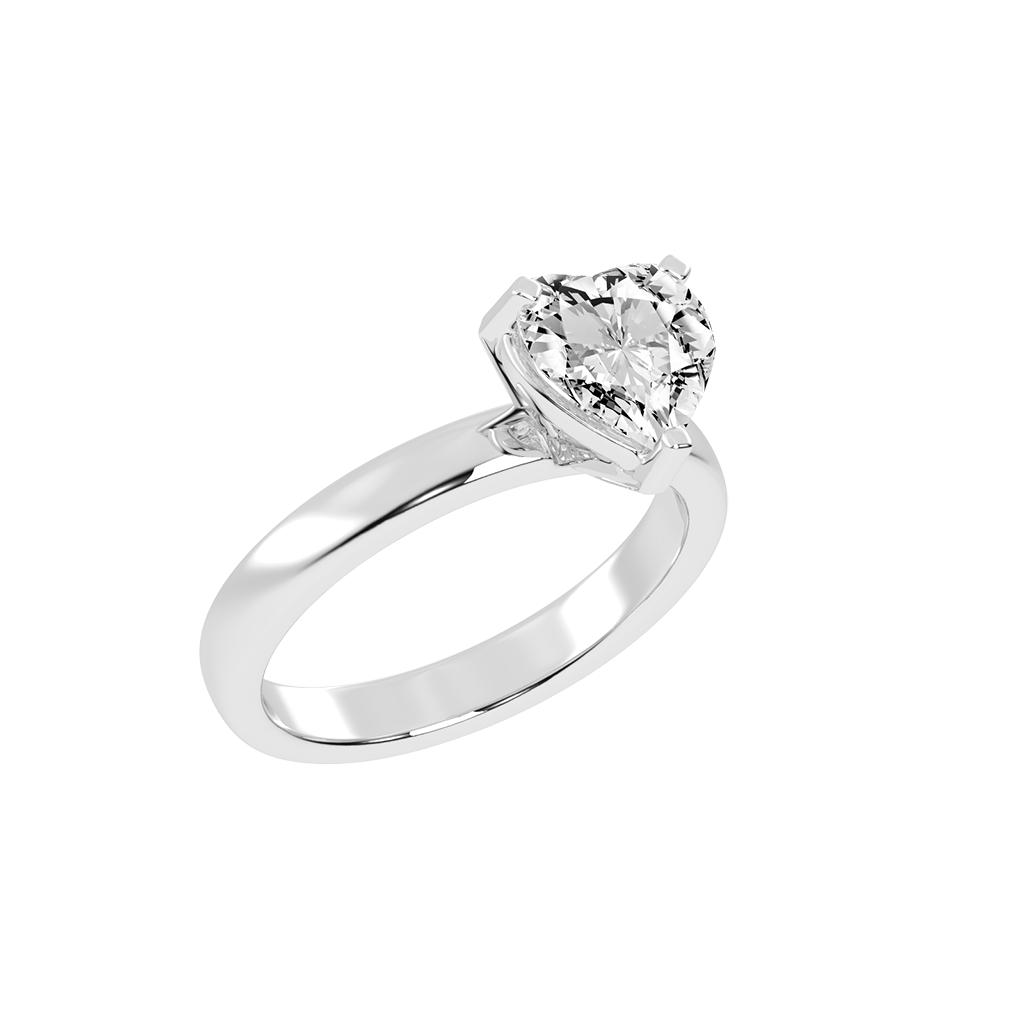 Heart Cut Square Prongs Solitaire Lab Grown Diamond Engagement Ring (3mm width)