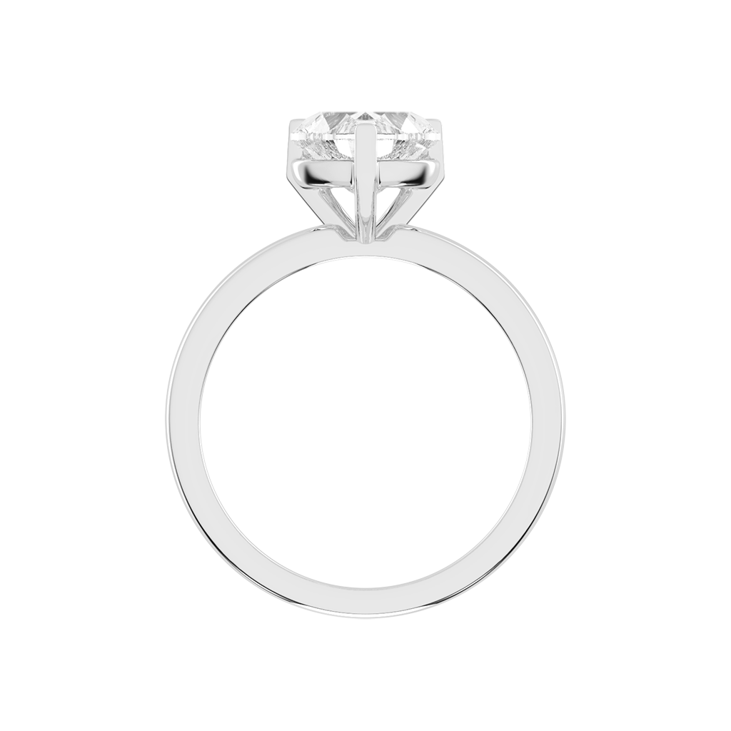 Heart Cut Square Prongs Solitaire Lab Grown Diamond Engagement Ring (3mm width)