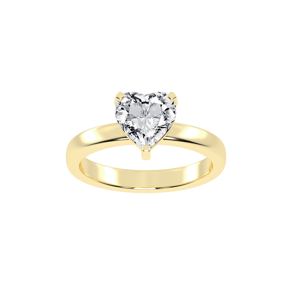 Heart Cut Square Prongs Solitaire Lab Grown Diamond Engagement Ring (3mm width)