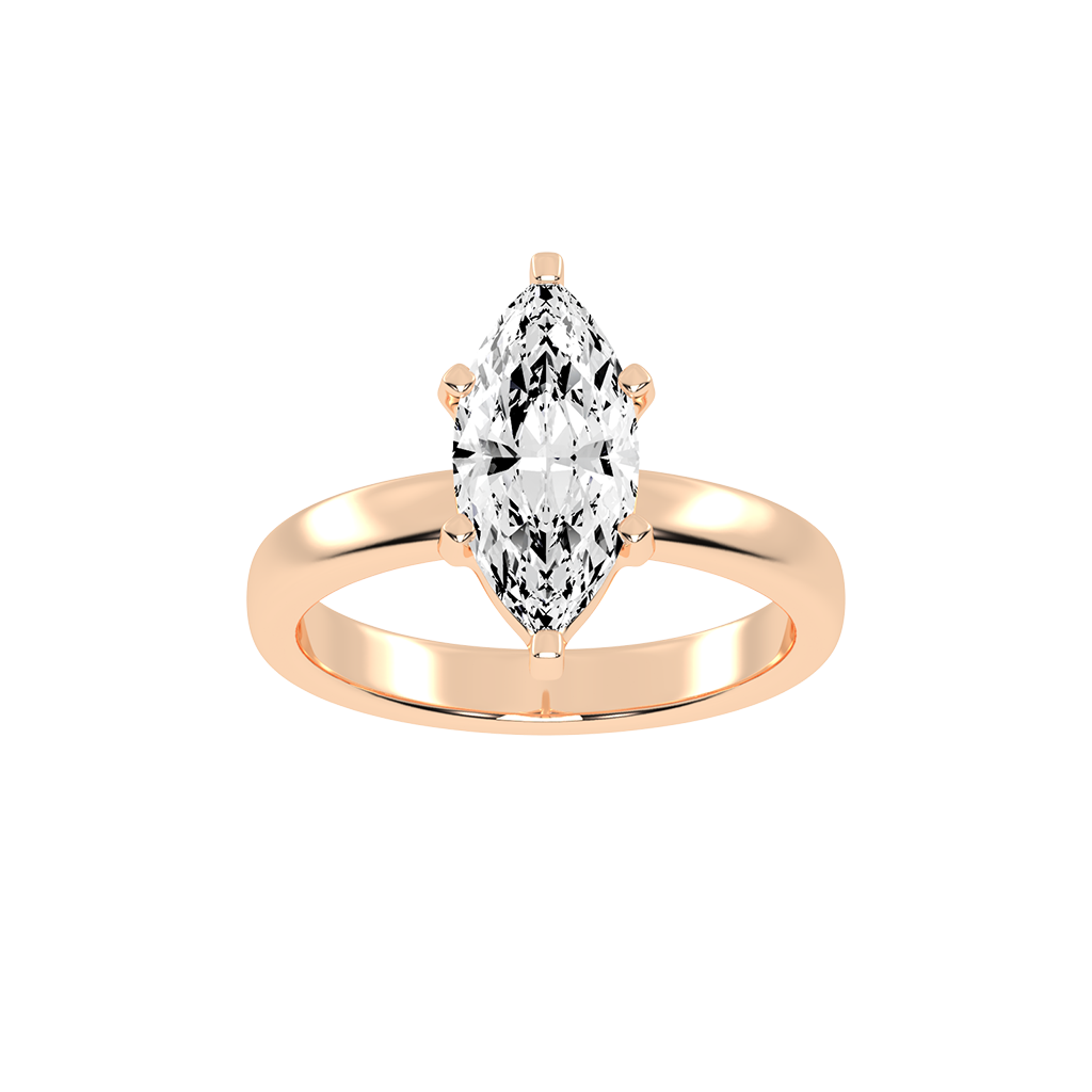 Marquise Cut Square Prongs Solitaire Lab Grown Diamond Engagement Ring (3mm width)