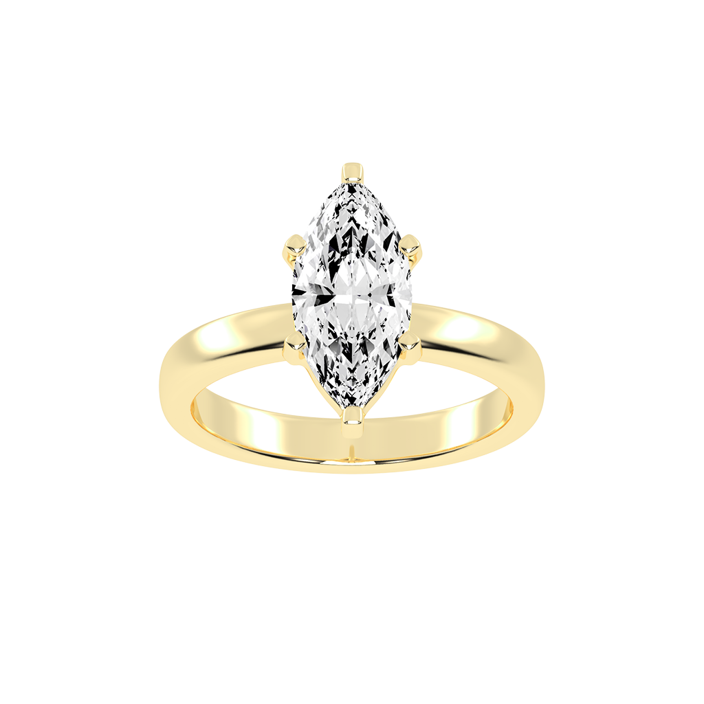 Marquise Cut Square Prongs Solitaire Lab Grown Diamond Engagement Ring (3mm width)