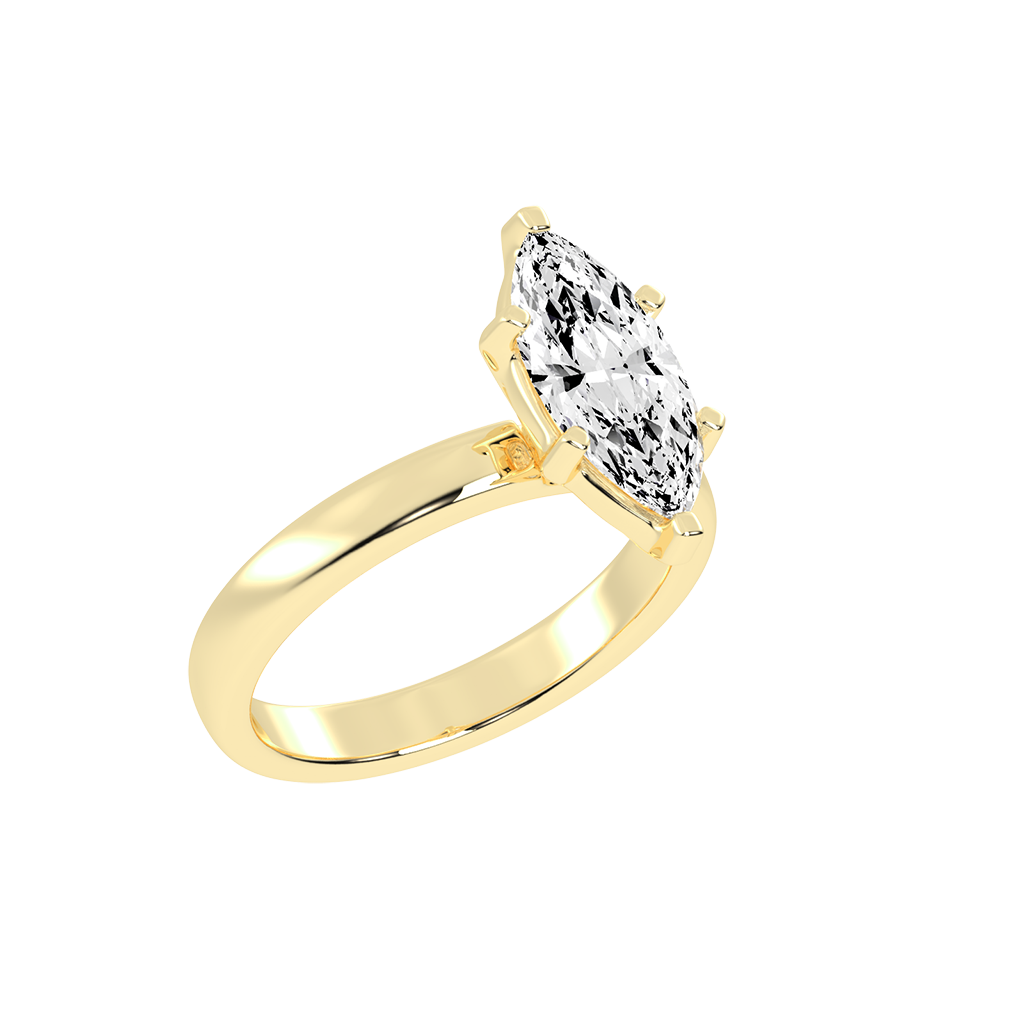 Marquise Cut Square Prongs Solitaire Lab Grown Diamond Engagement Ring (3mm width)