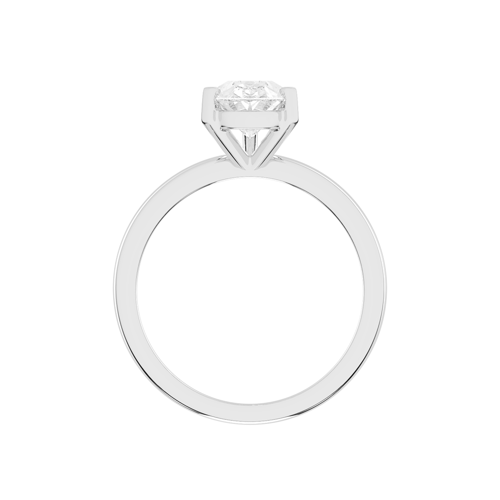 Pear Cut Square Prongs Solitaire Lab Grown Diamond Engagement Ring (3mm width)