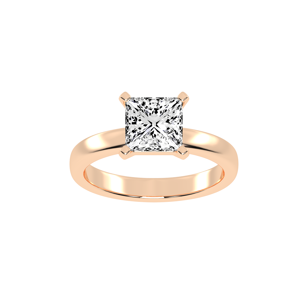 Princess Cut Square Prongs Solitaire Lab Grown Diamond Engagement Ring (3mm width)