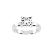 Princess Cut Square Prongs Solitaire Lab Grown Diamond Engagement Ring (3mm width)