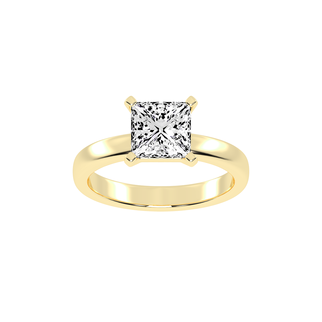 Princess Cut Square Prongs Solitaire Lab Grown Diamond Engagement Ring (3mm width)