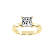 Princess Cut Square Prongs Solitaire Lab Grown Diamond Engagement Ring (3mm width)