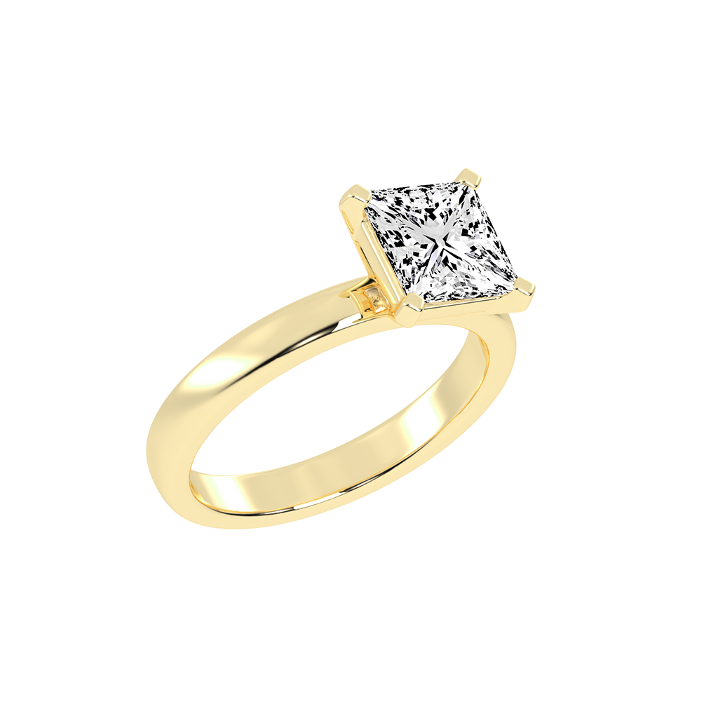 Princess Cut Square Prongs Solitaire Lab Grown Diamond Engagement Ring (3mm width)