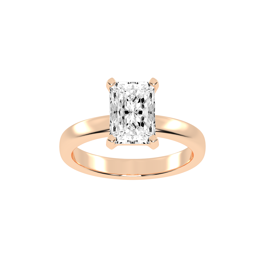 Radiant Cut Square Prongs Solitaire Lab Grown Diamond Engagement Ring (3mm width)