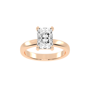 Radiant Cut Square Prongs Solitaire Lab Grown Diamond Engagement Ring (3mm width)