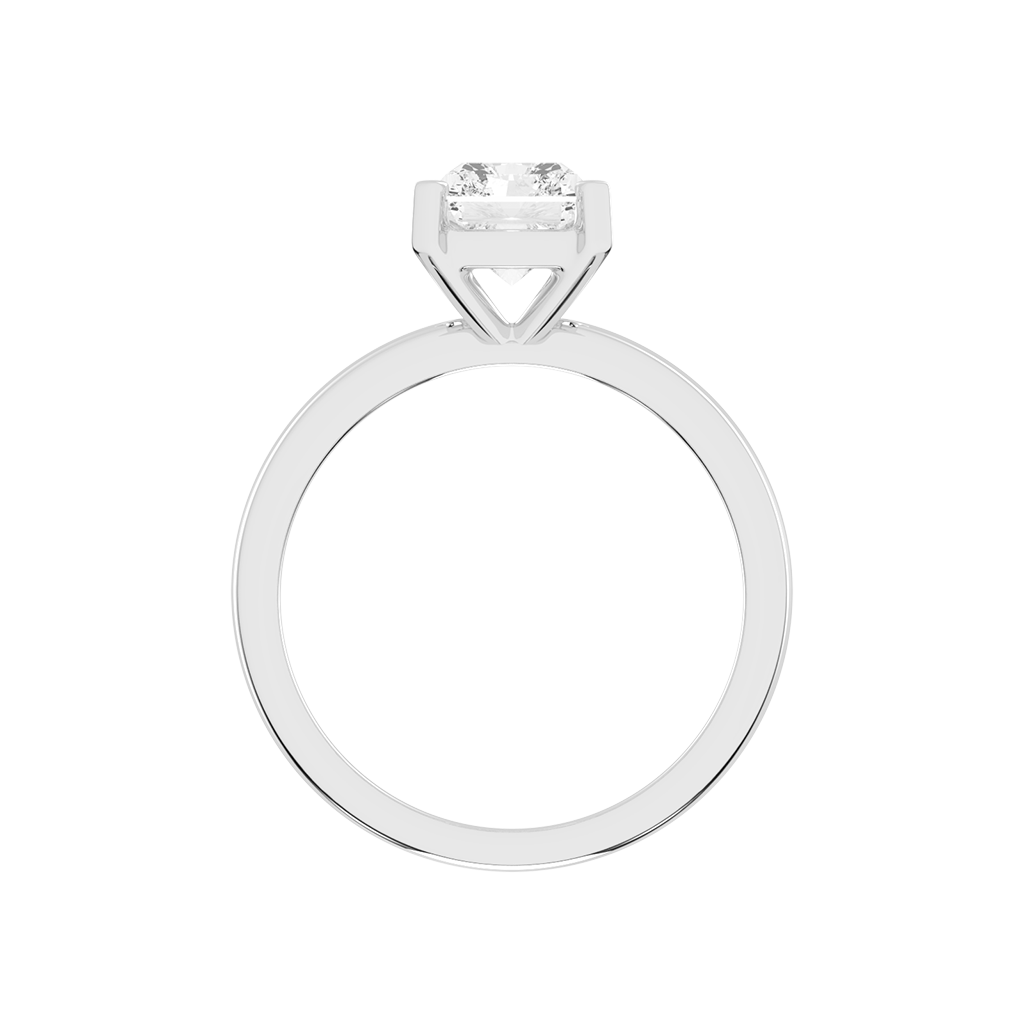 Radiant Cut Square Prongs Solitaire Lab Grown Diamond Engagement Ring (3mm width)