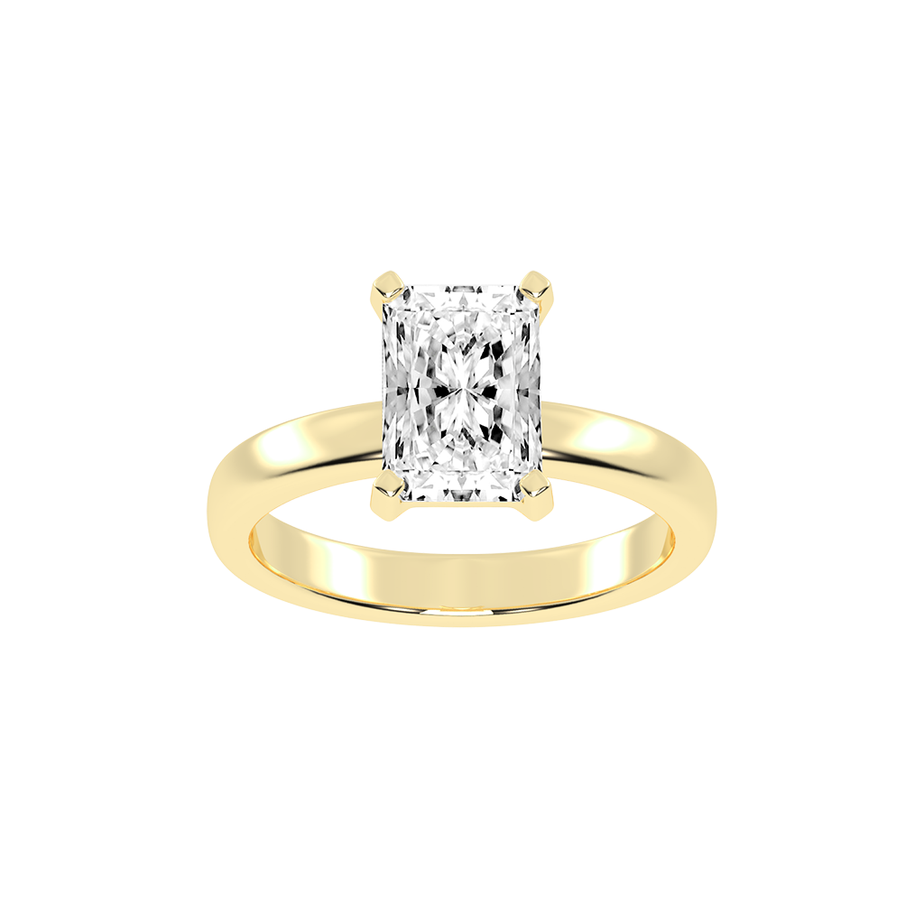 Radiant Cut Square Prongs Solitaire Lab Grown Diamond Engagement Ring (3mm width)