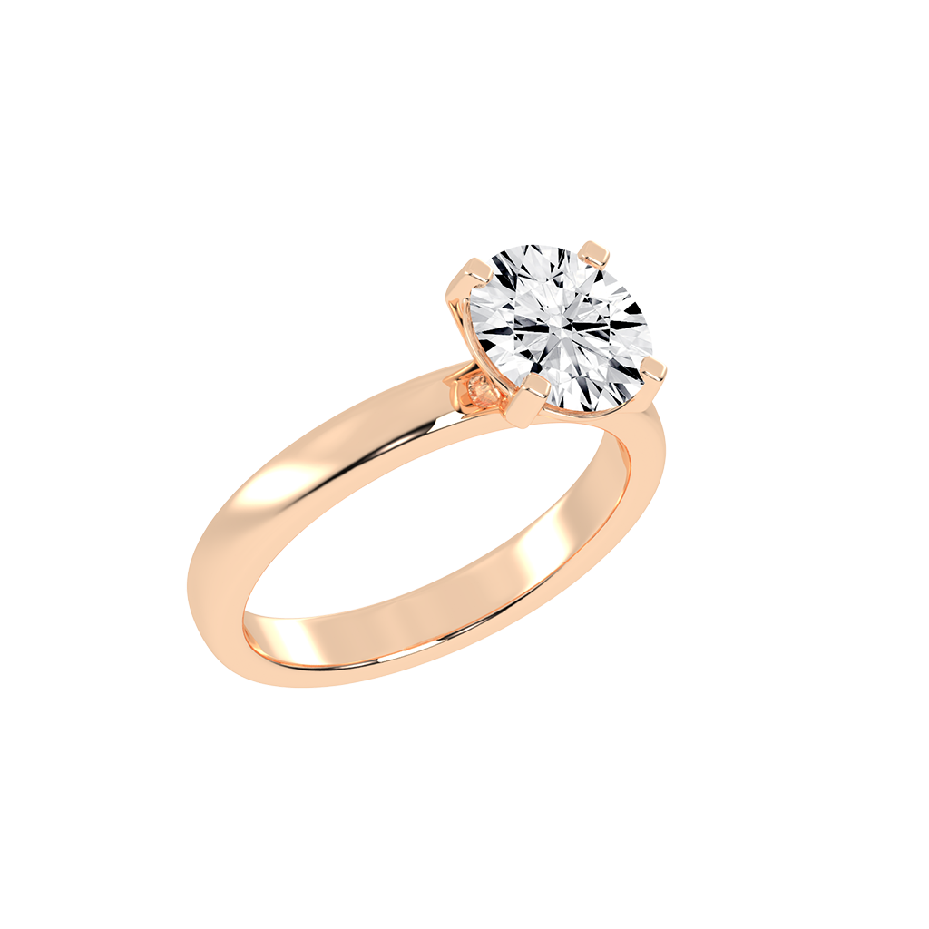 Round Cut Square Prongs Solitaire Lab Grown Diamond Engagement Ring (3mm width)