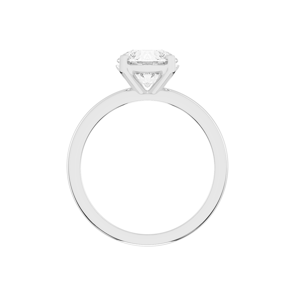 Round Cut Square Prongs Solitaire Lab Grown Diamond Engagement Ring (3mm width)