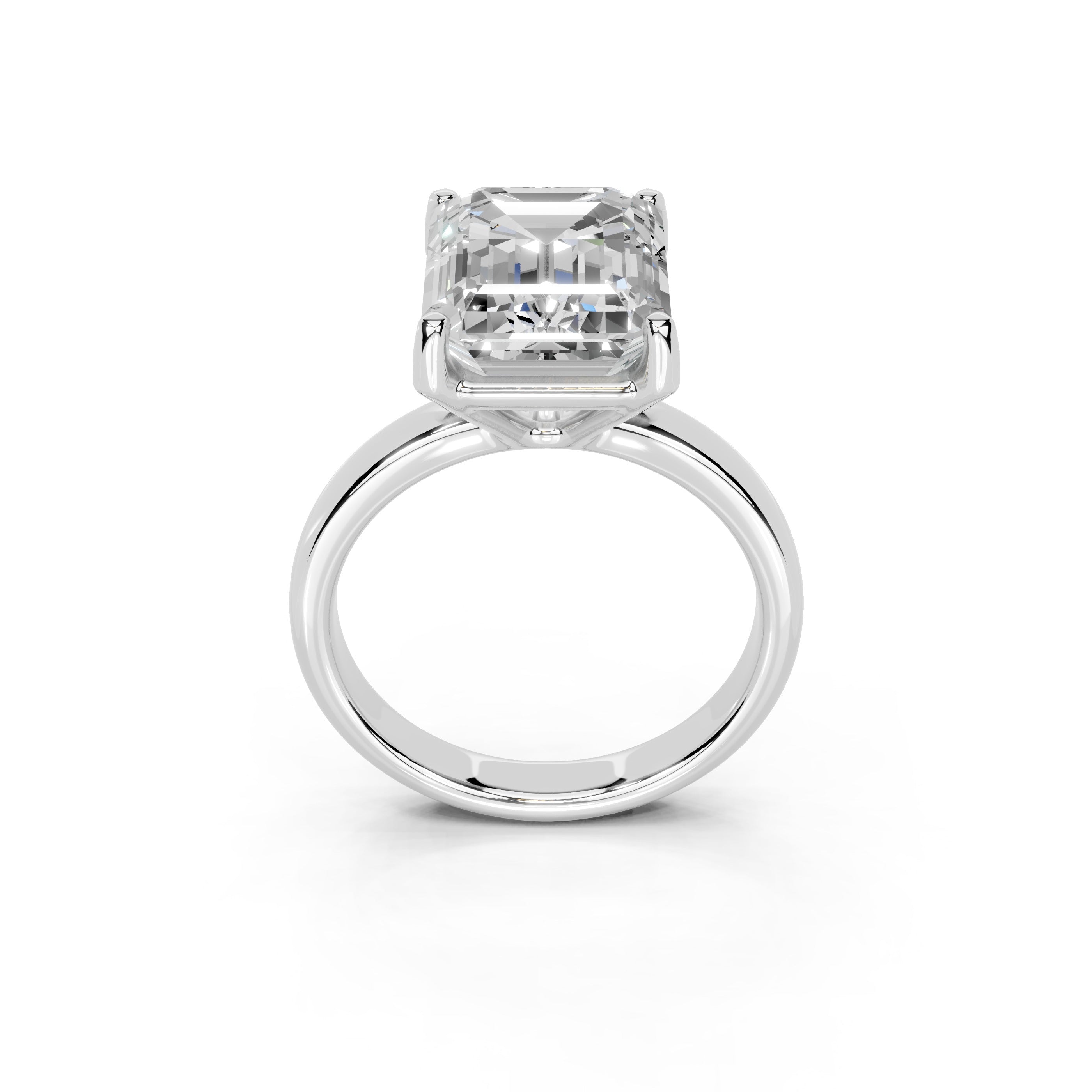 Emerald Cut Square Prongs Solitaire Lab Grown Diamond Engagement Ring (3mm width)