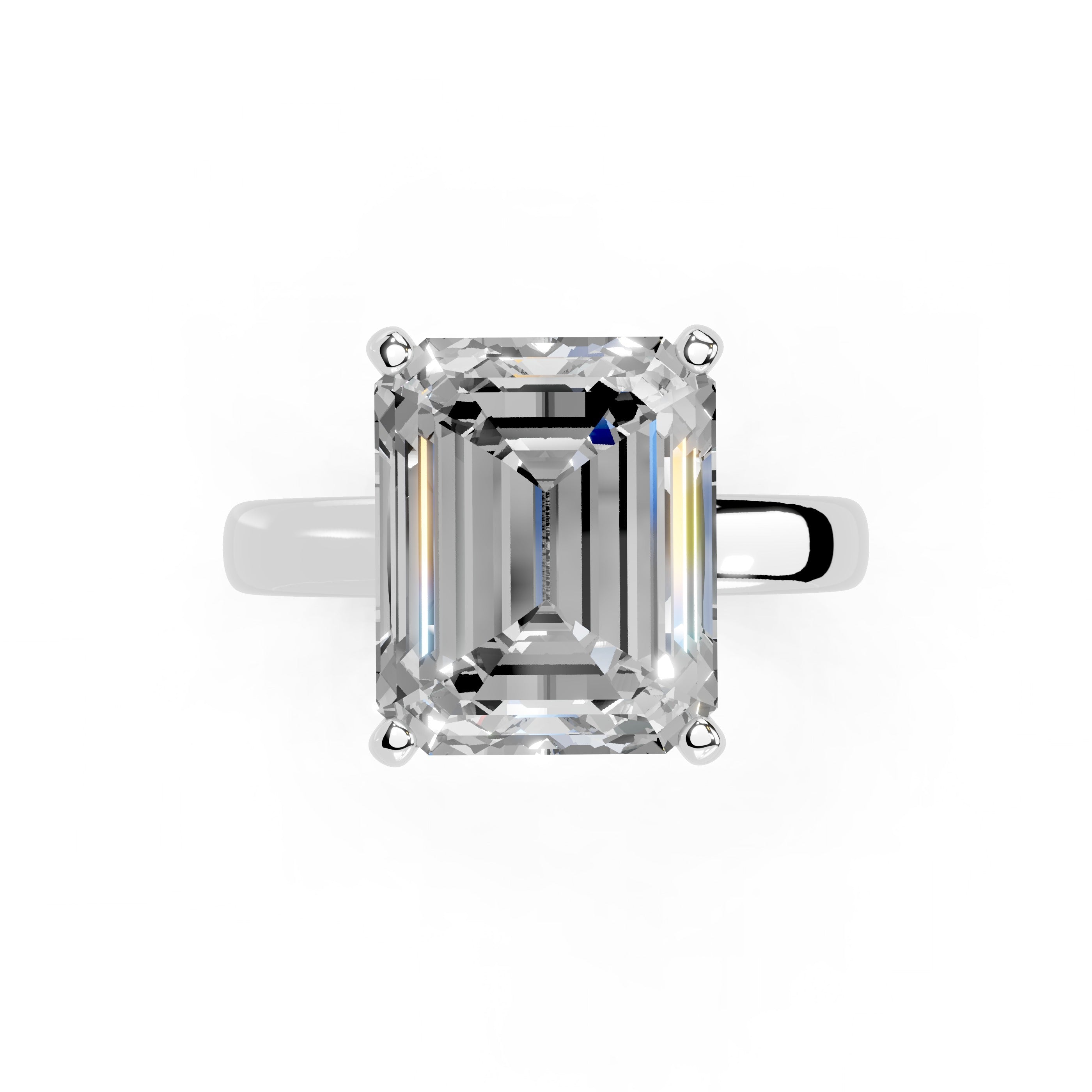 Emerald Cut Square Prongs Solitaire Lab Grown Diamond Engagement Ring (3mm width)