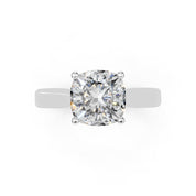 Cushion Cut Cathedral Solitaire Lab Grown Diamond Engagement Ring (3mm width)