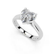 Heart Cut Cathedral Solitaire Lab Grown Diamond Engagement Ring (3mm width)