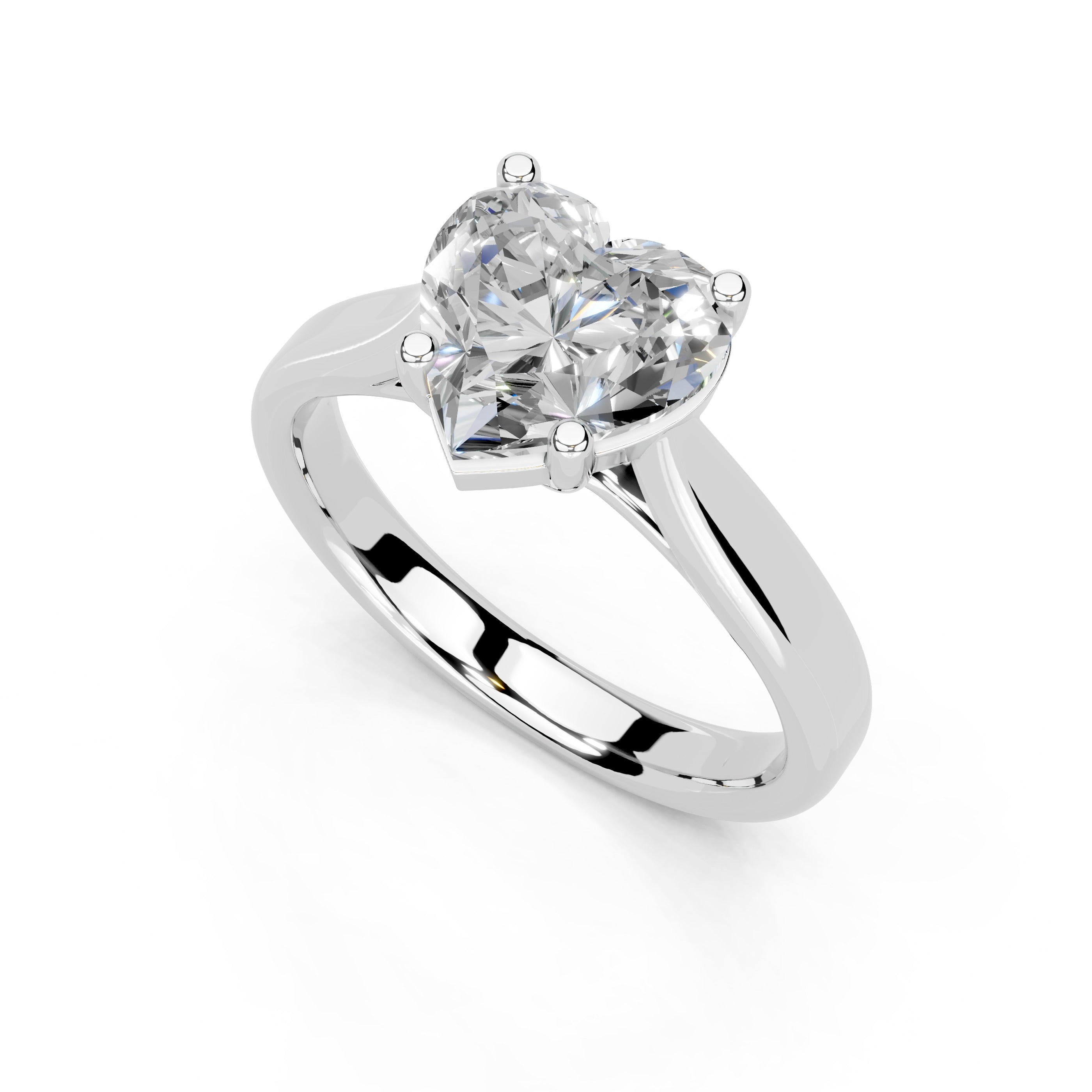 Heart Cut Cathedral Solitaire Lab Grown Diamond Engagement Ring (3mm width)