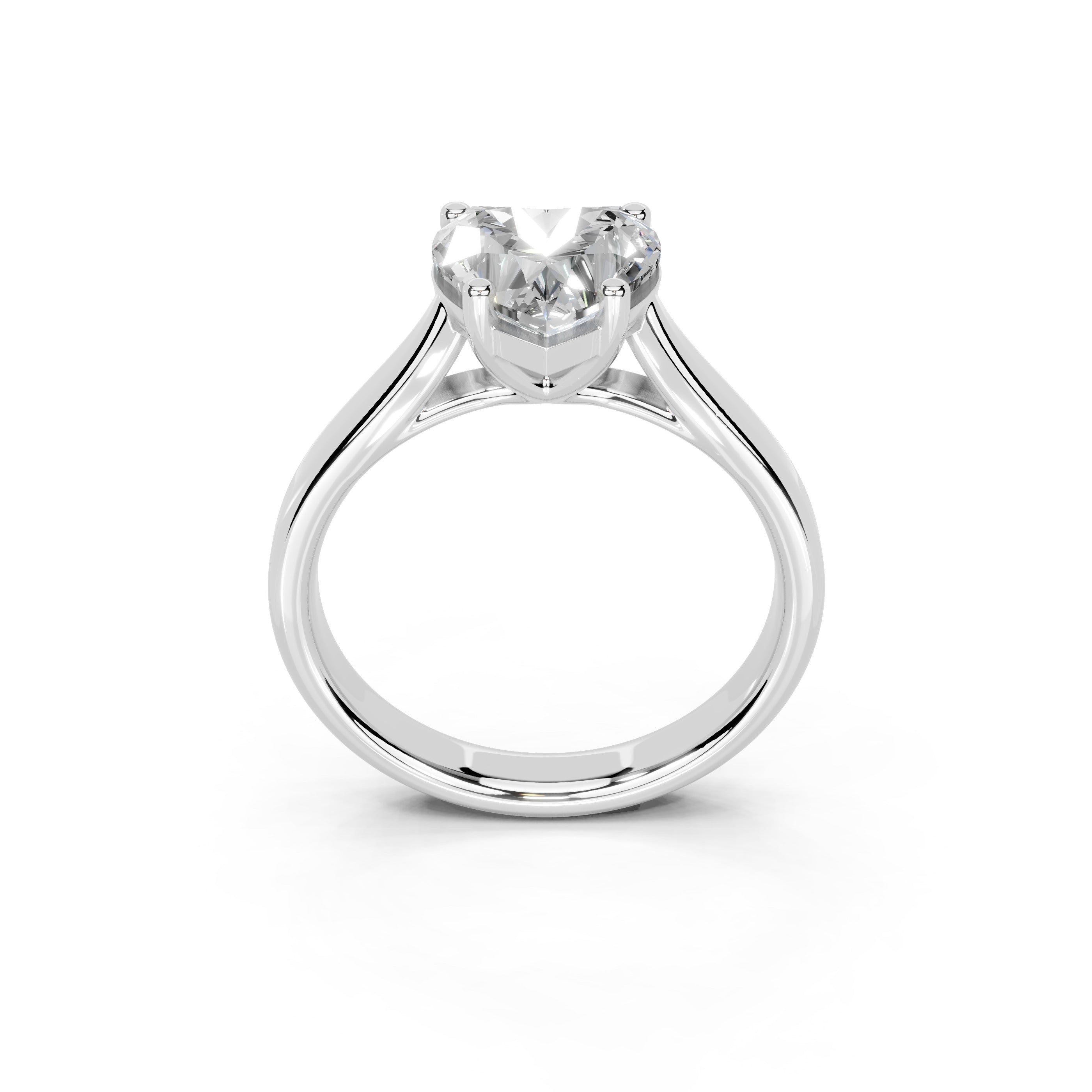 Heart Cut Cathedral Solitaire Lab Grown Diamond Engagement Ring (3mm width)