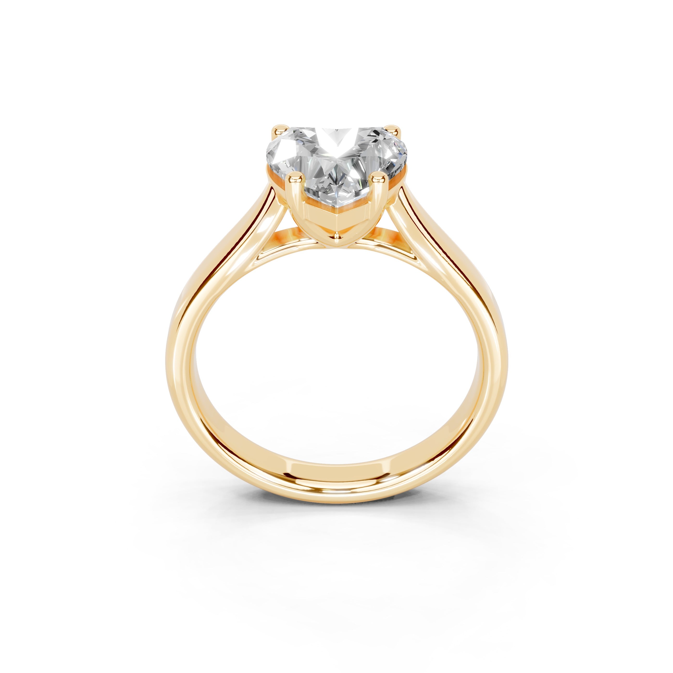 Heart Cut Cathedral Solitaire Lab Grown Diamond Engagement Ring (3mm width)