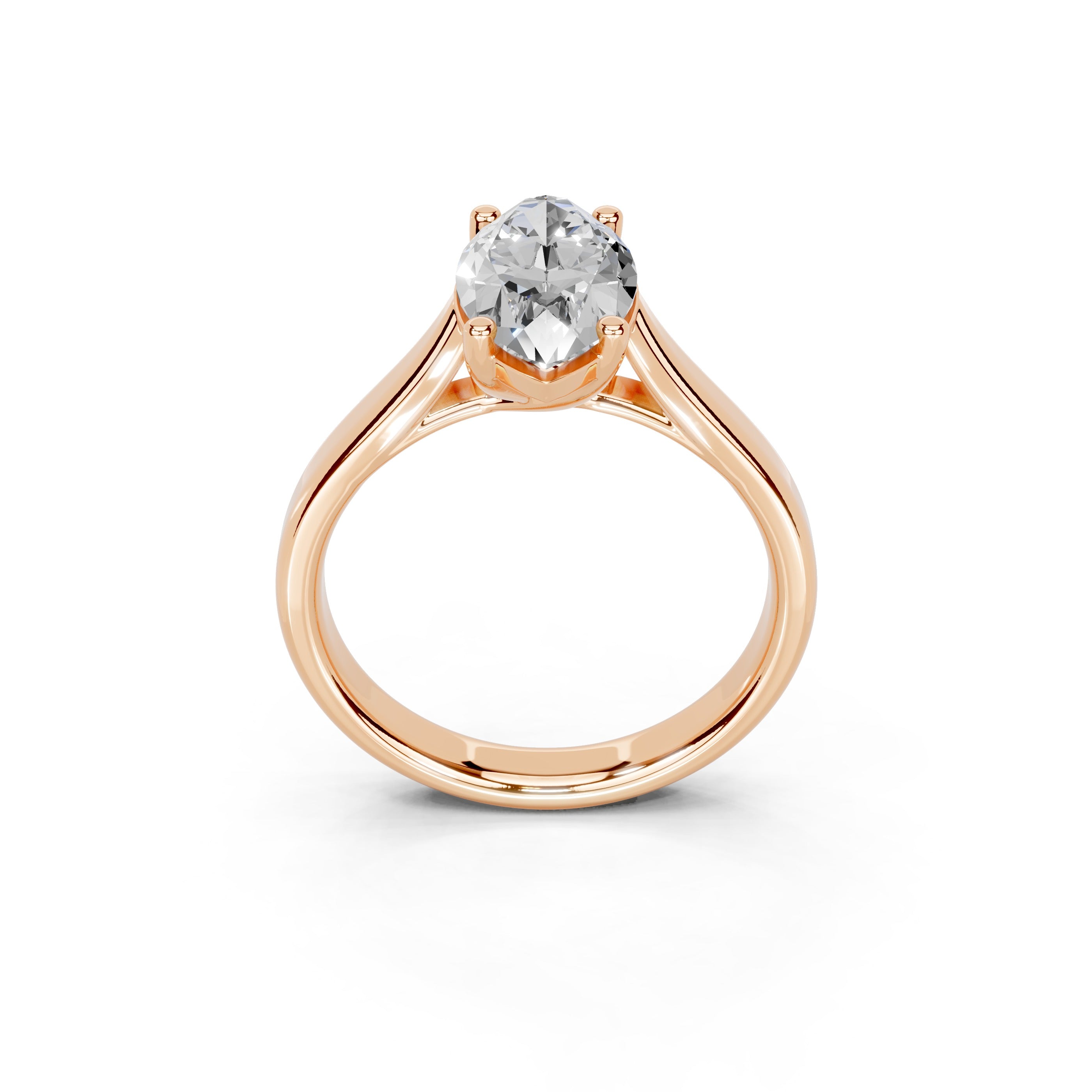 Oval Cut Cathedral Solitaire Lab Grown Diamond Engagement Ring (3mm width)