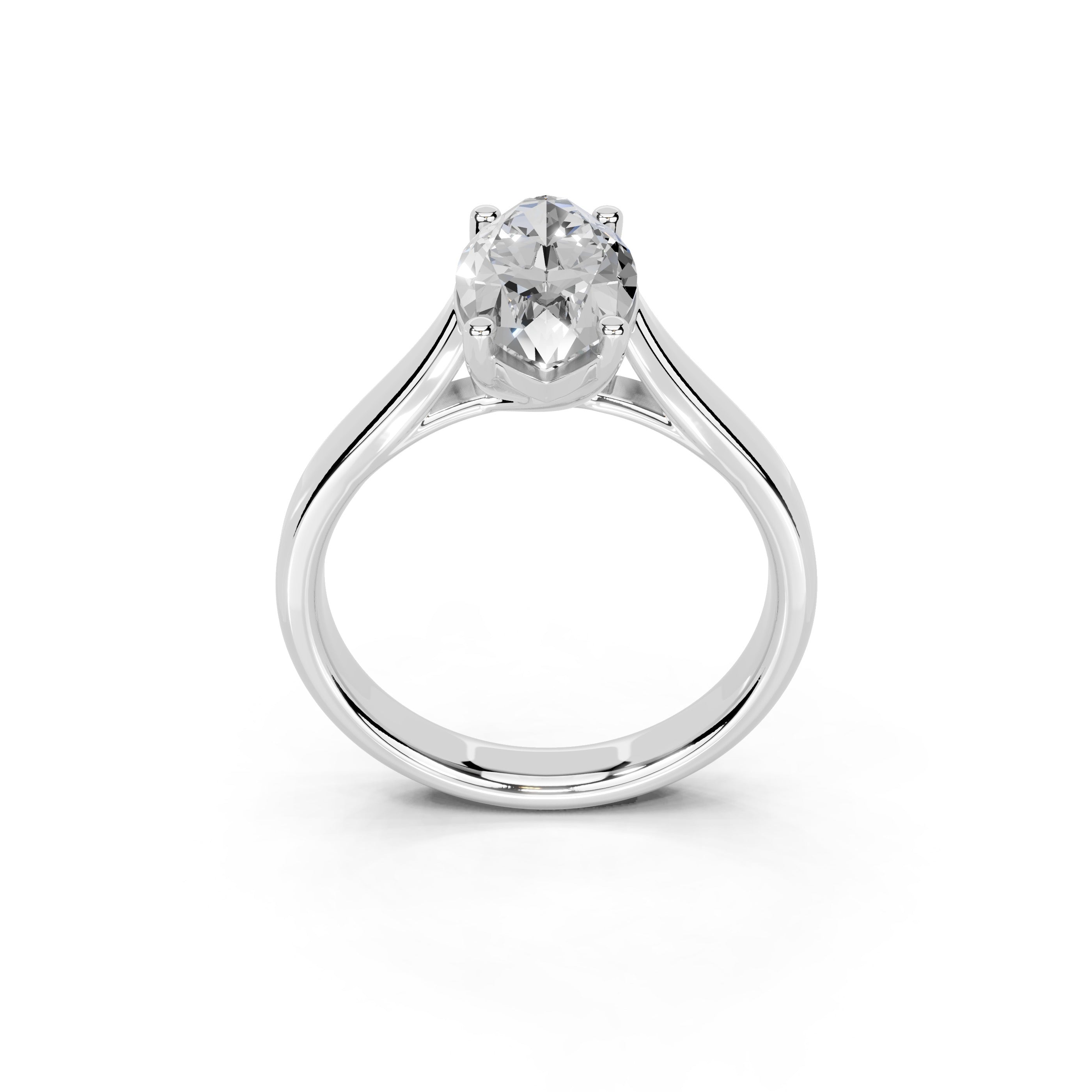 Oval Cut Cathedral Solitaire Lab Grown Diamond Engagement Ring (3mm width)