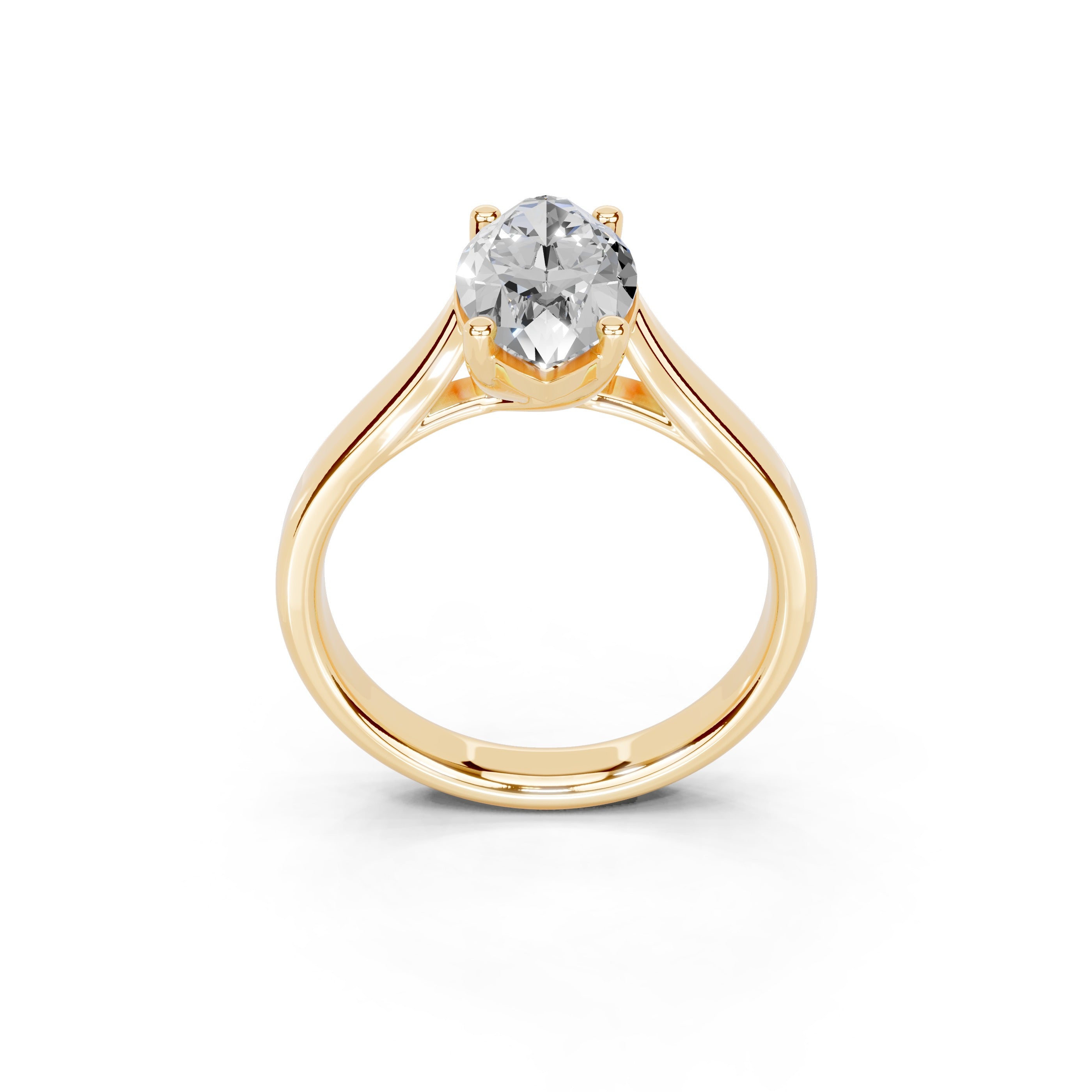 Oval Cut Cathedral Solitaire Lab Grown Diamond Engagement Ring (3mm width)