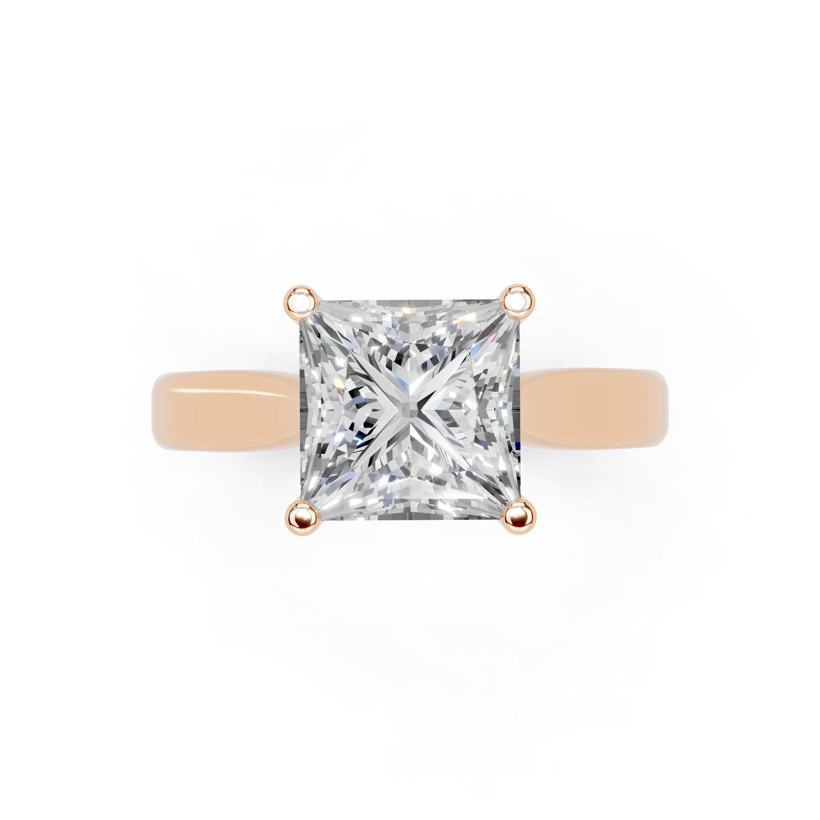 Princess Cut Cathedral Solitaire Lab Grown Diamond Engagement Ring (3mm width)