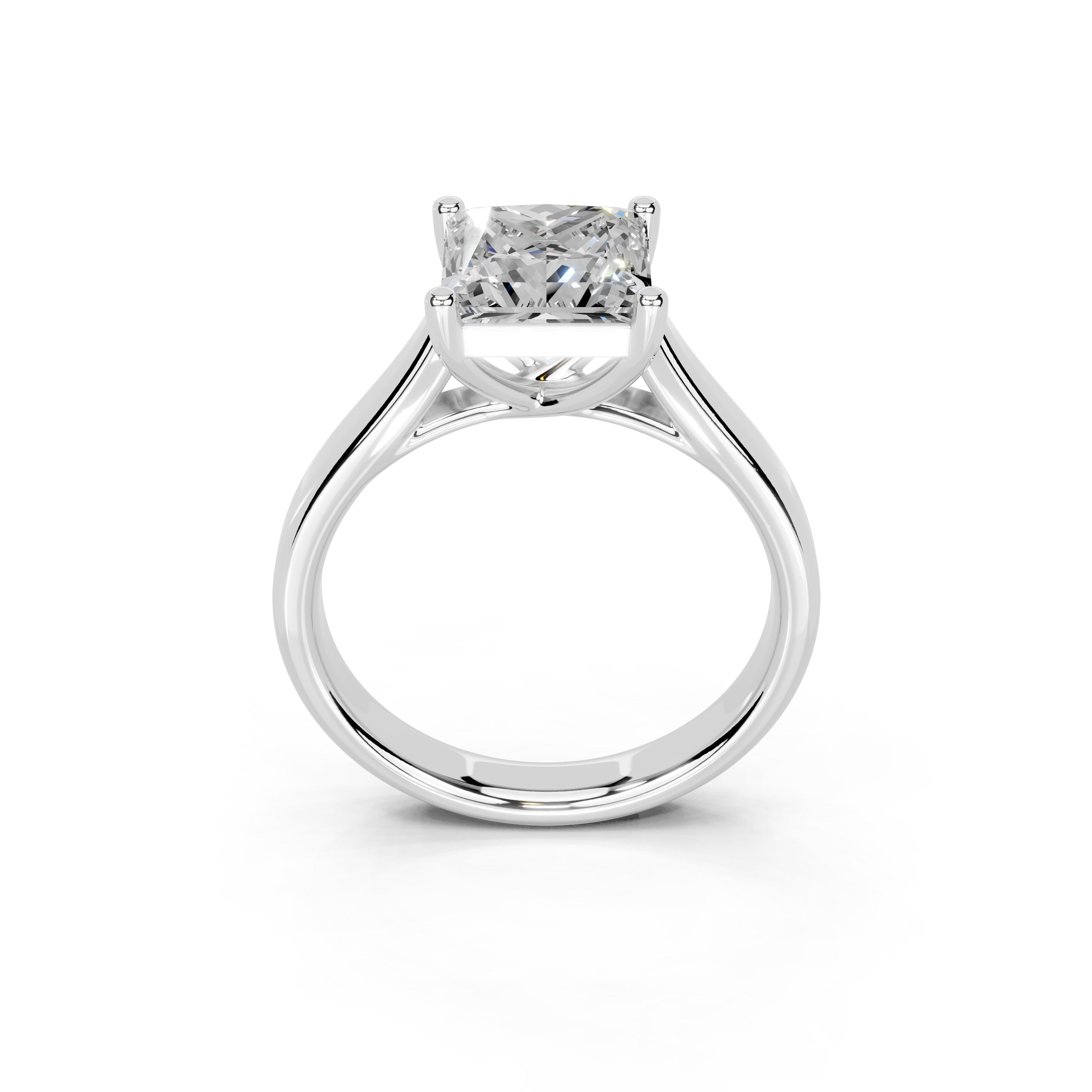 Princess Cut Cathedral Solitaire Lab Grown Diamond Engagement Ring (3mm width)