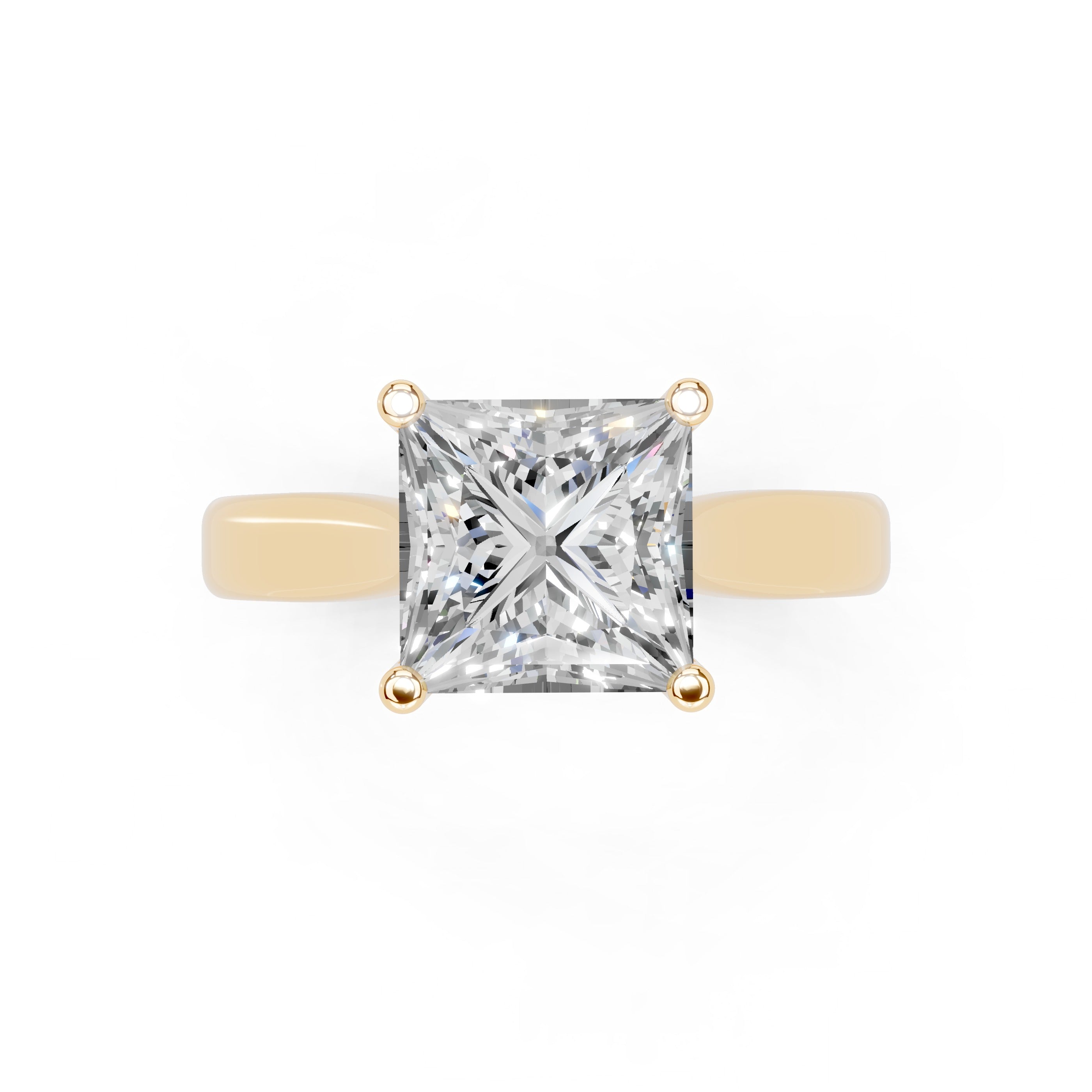 Princess Cut Cathedral Solitaire Lab Grown Diamond Engagement Ring (3mm width)