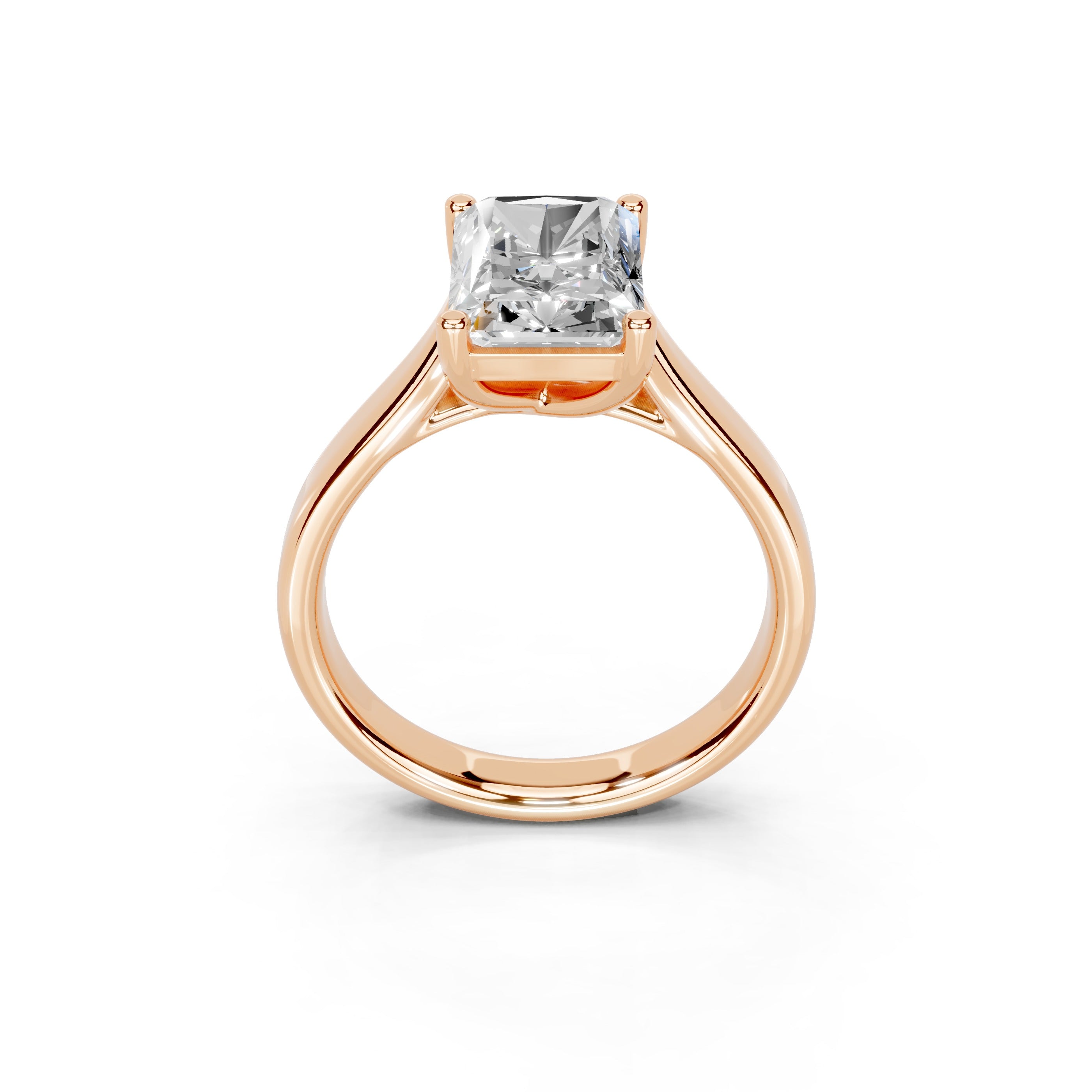 Radiant Cut Cathedral Solitaire Lab Grown Diamond Engagement Ring (3mm width)