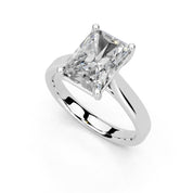 Radiant Cut Cathedral Solitaire Lab Grown Diamond Engagement Ring (3mm width)