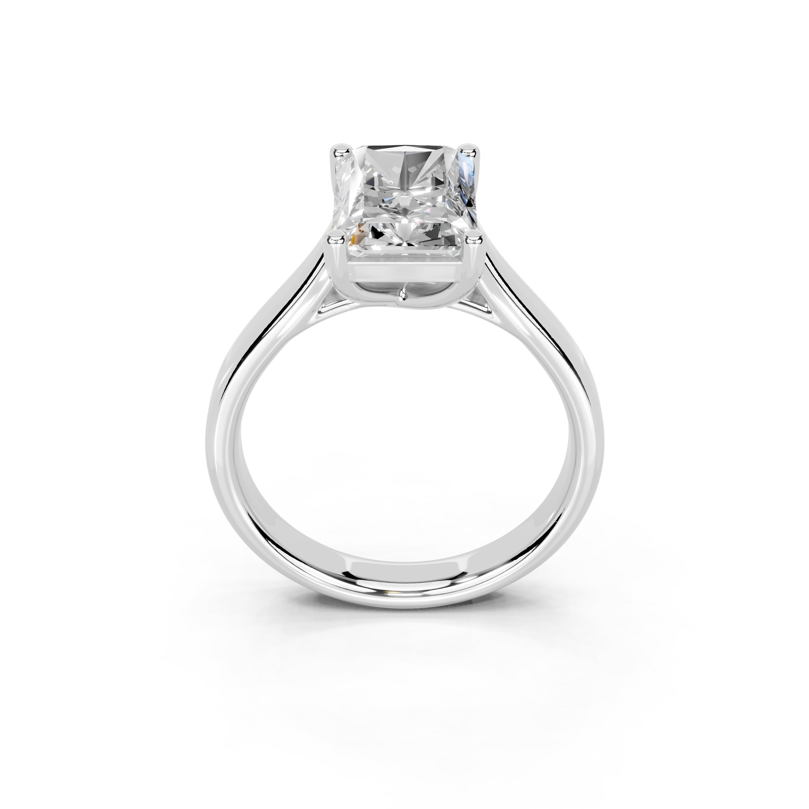 Radiant Cut Cathedral Solitaire Lab Grown Diamond Engagement Ring (3mm width)